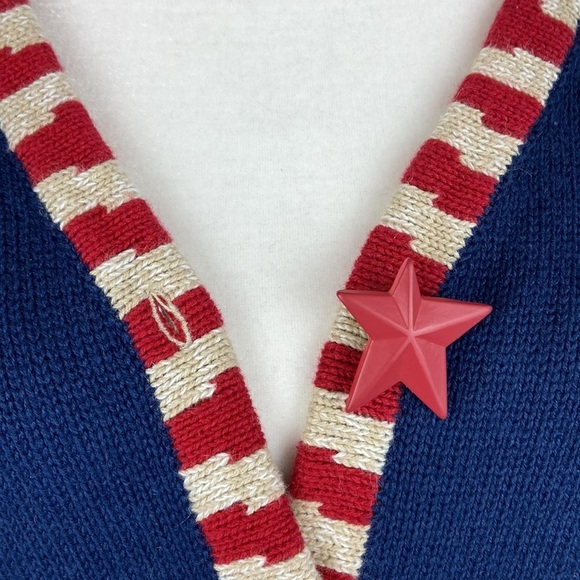 The Quacker Factory Button Down Knit Sweater American Flag Academia Size Large - Picture 6 of 16